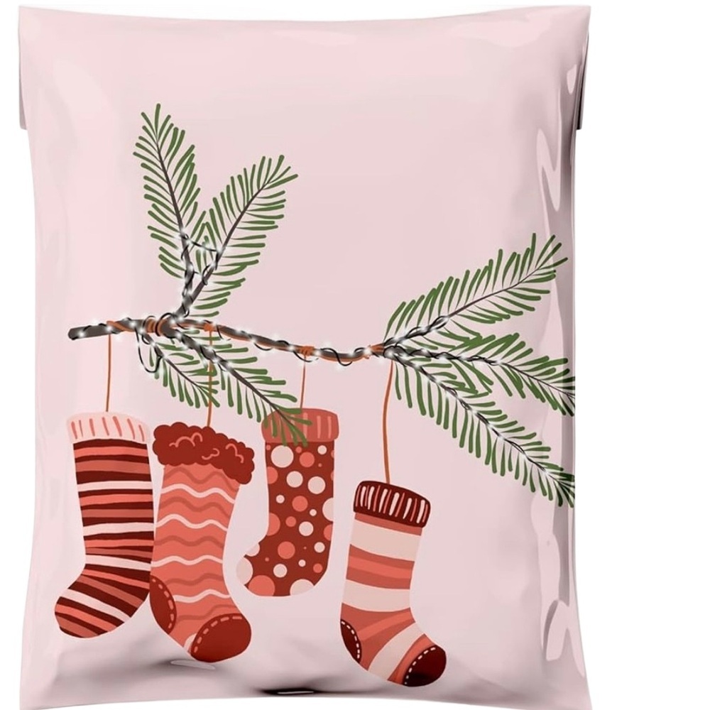 20 10x13 Festive Holiday Stockings Polymailers